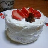 スイスロールデコ♪苺ケーキ